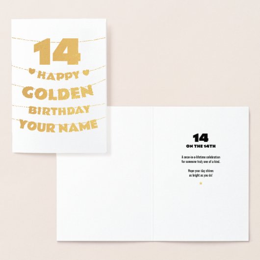 Happy Golden Birthday, 14th Birthday Gold Foil  箔カード (ディスプレー)