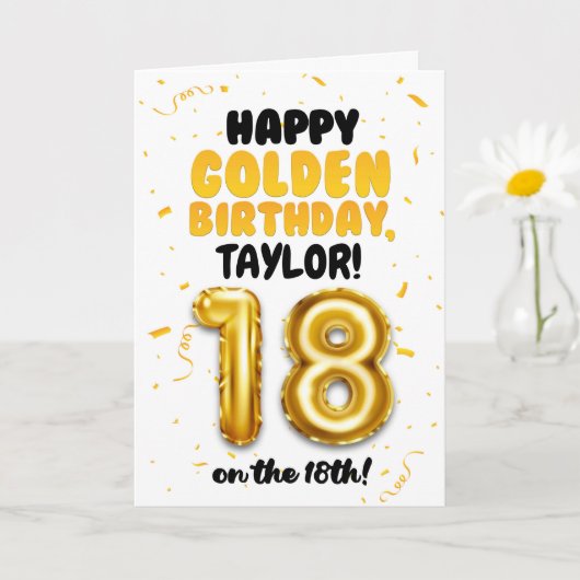Happy Golden Birthday, 18th Birthday Card カード (小さな植物)