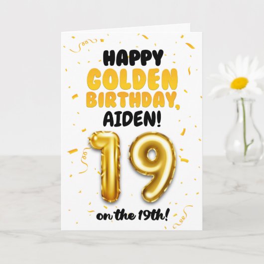 Happy Golden Birthday, 19th Birthday Card  カード (小さな植物)