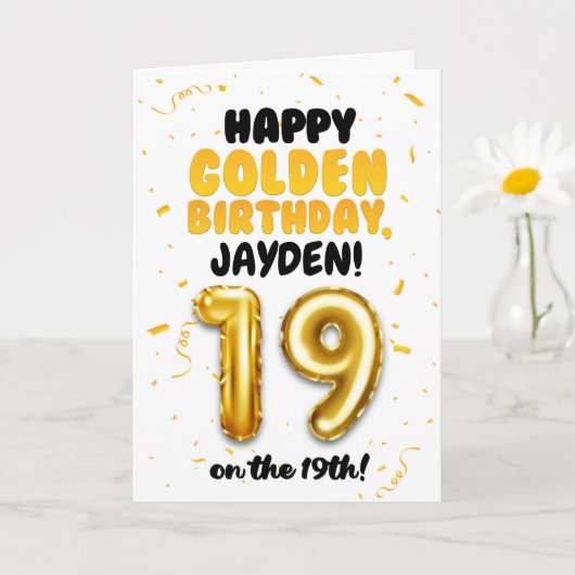 Happy Golden Birthday, 19th Birthday Card カード (小さな植物)