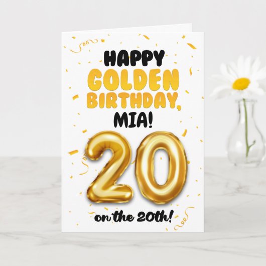 Happy Golden Birthday, 20th Birthday Card  カード (小さな植物)