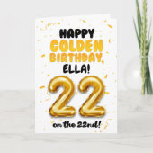 Happy Golden Birthday, 22nd Birthday Card カード (正面)