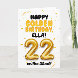 Happy Golden Birthday, 22nd Birthday Card  カード