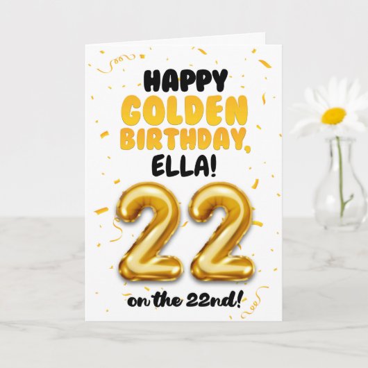 Happy Golden Birthday, 22nd Birthday Card カード (小さな植物)