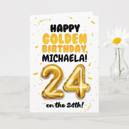 Happy Golden Birthday, 24th Birthday Card カード (小さな植物)
