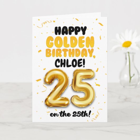 Happy Golden Birthday, 25th Birthday Card  カード (小さな植物)