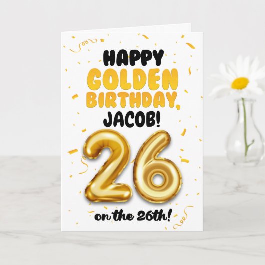 Happy Golden Birthday, 26th Birthday Card  カード (小さな植物)