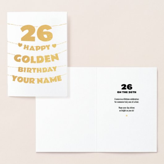 Happy Golden Birthday, 26th Birthday Gold Foil 箔カード (ディスプレー)