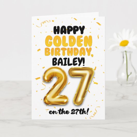 Happy Golden Birthday, 27th Birthday Card  カード (小さな植物)