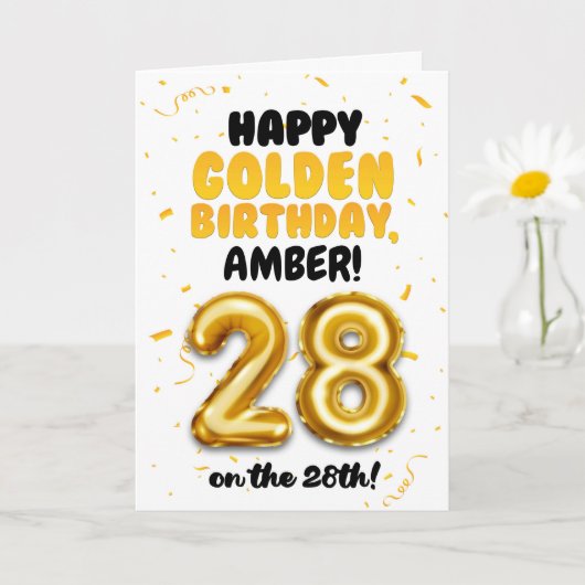 Happy Golden Birthday, 28th Birthday Card カード (小さな植物)