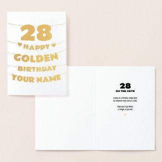 Happy Golden Birthday, 28th Birthday Gold Foil  箔カード