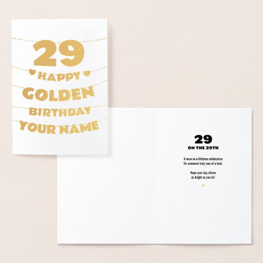 Happy Golden Birthday, 29th Birthday Gold Foil  箔カード (ディスプレー)
