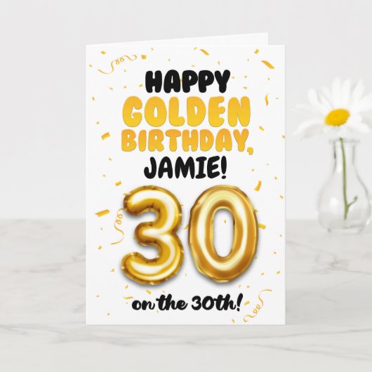 Happy Golden Birthday, 30th Birthday Card カード (小さな植物)