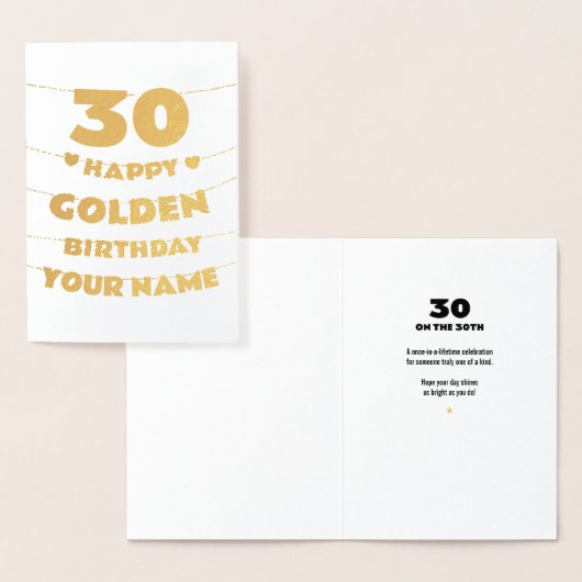 Happy Golden Birthday, 30th Birthday Gold Foil 箔カード (ディスプレー)