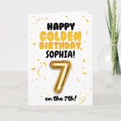 Happy Golden Birthday, 7th Birthday Card for Kids カード (正面)