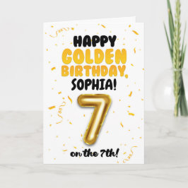 Happy Golden Birthday, 7th Birthday Card for Kids カード