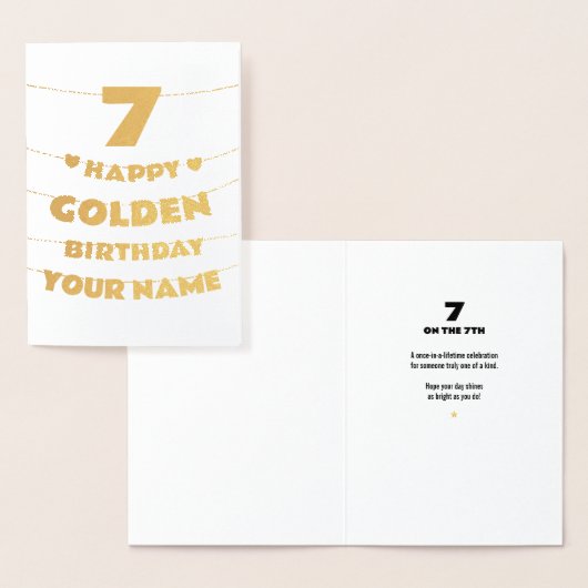 Happy Golden Birthday, 7th Birthday Gold Foil Card 箔カード (ディスプレー)