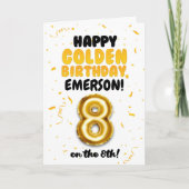 Happy Golden Birthday, 8th Birthday Card for Kids カード (正面)