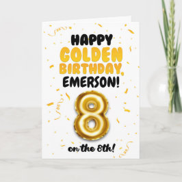 Happy Golden Birthday, 8th Birthday Card for Kids カード
