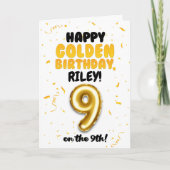 Happy Golden Birthday, 9th Birthday Card for Kids カード (正面)