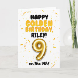 Happy Golden Birthday, 9th Birthday Card for Kids カード