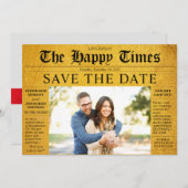 Happy Golden News Save The Date Photo 結婚's 招待状 (正面/裏面)
