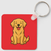 Happy Golden Retriever Dog – Cute Funny Pets キーホルダー (裏面)