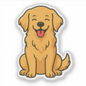 Happy Golden Retriever Dog – Cute Funny Pets シール (正面)