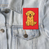 Happy Golden Retriever Dog – Cute Funny Pets 缶バッジ (インサイチュ)