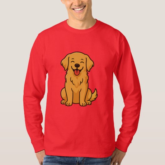 Happy Golden Retriever Dog – Cute Funny Pets Tシャツ (正面)