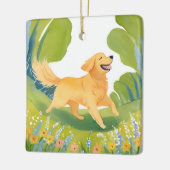 Happy Golden Retriever | Dog Watercolor セラミックオーナメント (左)