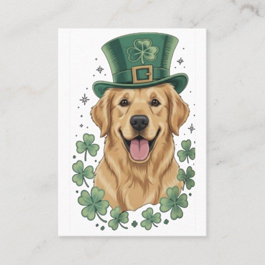 Happy Golden Retriever St. Patrick's Day  名刺 (正面)