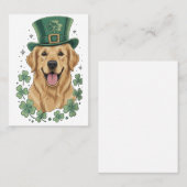Happy Golden Retriever St. Patrick's Day  名刺 (正面/裏面)