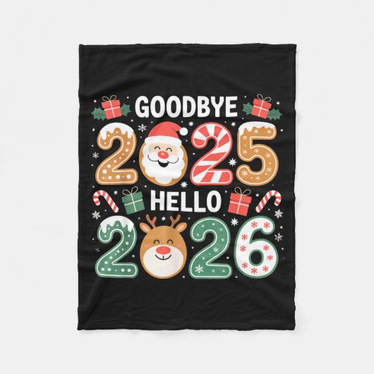 Happy Goodbye 2025 Hello 2026 Festive New Year Loo フリースブランケット (正面)
