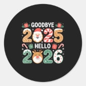 Happy Goodbye 2025 Hello 2026 Festive New Year Loo ラウンドシール (正面)