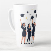 Happy Graduates Throwing Caps Celebration カフェラテマグ (左アングル)