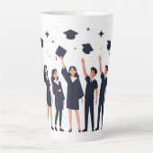 Happy Graduates Throwing Caps Celebration カフェラテマグ (正面)