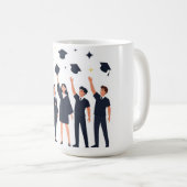 Happy Graduates Throwing Caps Celebration コーヒーマグカップ (正面右)