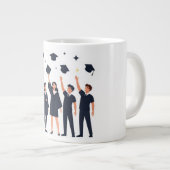 Happy Graduates Throwing Caps Celebration ジャンボコーヒーマグカップ (正面右)