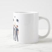 Happy Graduates Throwing Caps Celebration ジャンボコーヒーマグカップ (右)