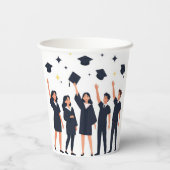 Happy Graduates Throwing Caps Celebration 紙コップ (裏面)