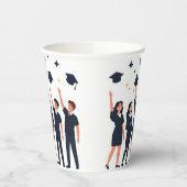 Happy Graduates Throwing Caps Celebration 紙コップ (左)