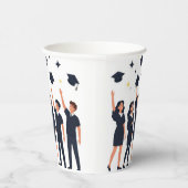 Happy Graduates Throwing Caps Celebration 紙コップ (右)