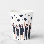 Happy Graduates Throwing Caps Celebration 紙コップ (正面)