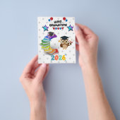 Happy Graduation 2026 - かわいいフクロウと本 チラシ (手)