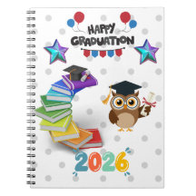 Happy Graduation 2026 - かわいいフクロウと本 