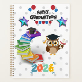 Happy Graduation 2026 - Cute Owl & Books  プランナー手帳