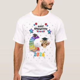 Happy Graduation 2026 - Cute Owl & Books  Tシャツ