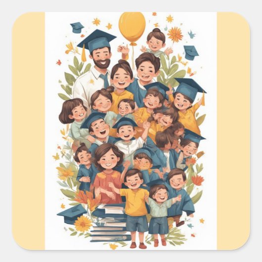 Happy Graduation Sticker スクエアシール (正面)