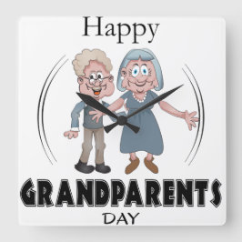 Happy Grandparents Day Clock スクエア壁時計
